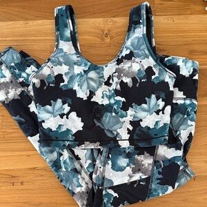 Marina Floral Sports Bra Tank and Leggings Set